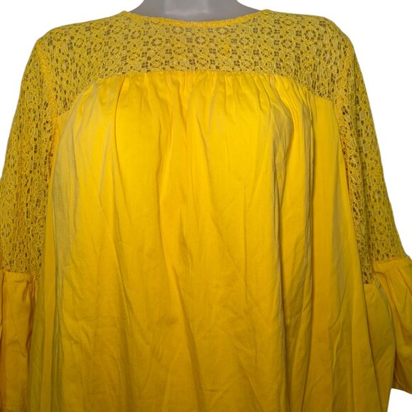 Draper James x ELOQUII Lace Yoke Bell Sleeve Shift Dress Yellow Size 18 - Picture 2 of 6